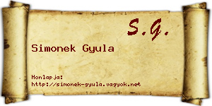 Simonek Gyula névjegykártya